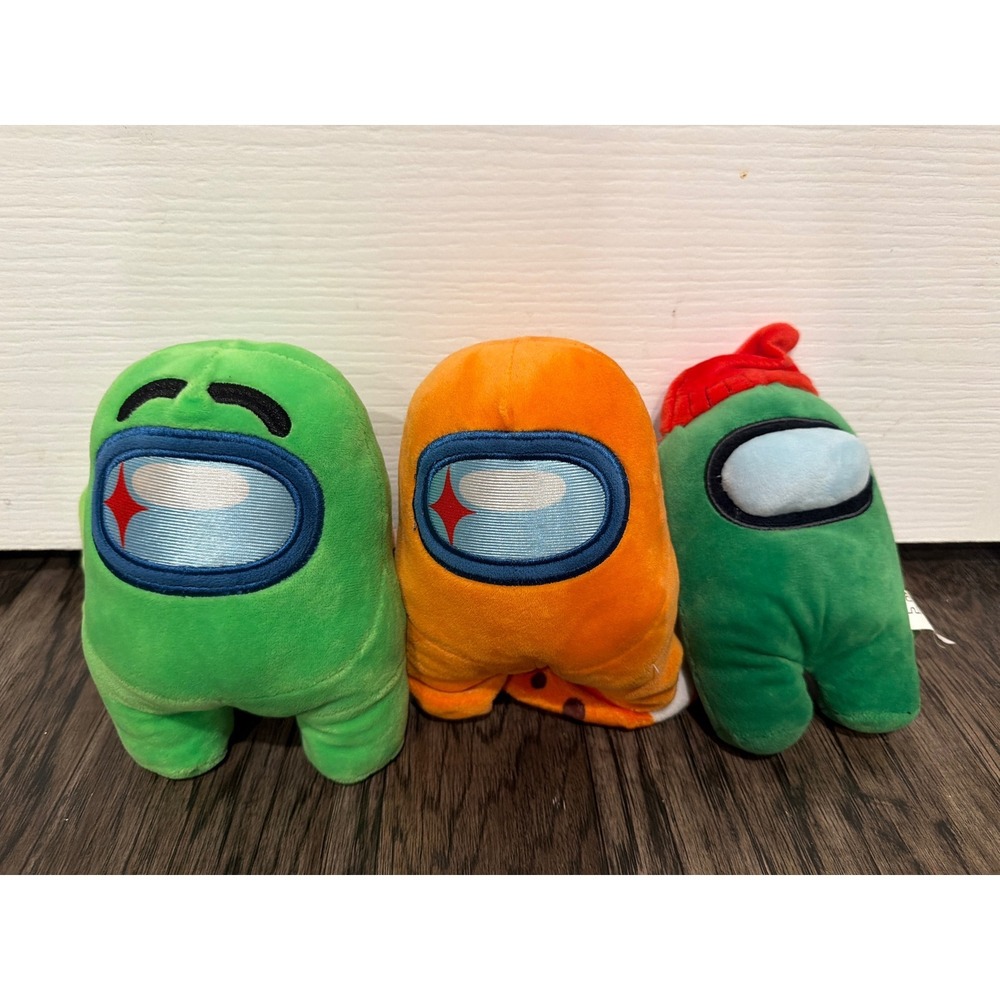 Among Us Plush Toy Bundle Reversible Ghost Crewmate Green Orange Set of 3